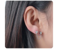 Cutie Round Stone Stud Earrings Chain STC-73n